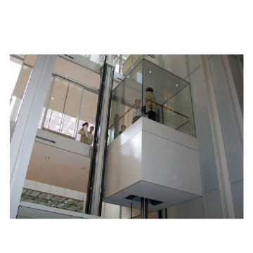 Ascenseur touchant l&#39;ascenseur en verre carré